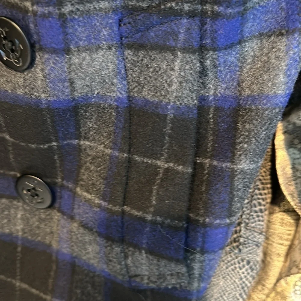 J Crew blue/gray/black plaid pea coat size XS - Picture 4 of 5